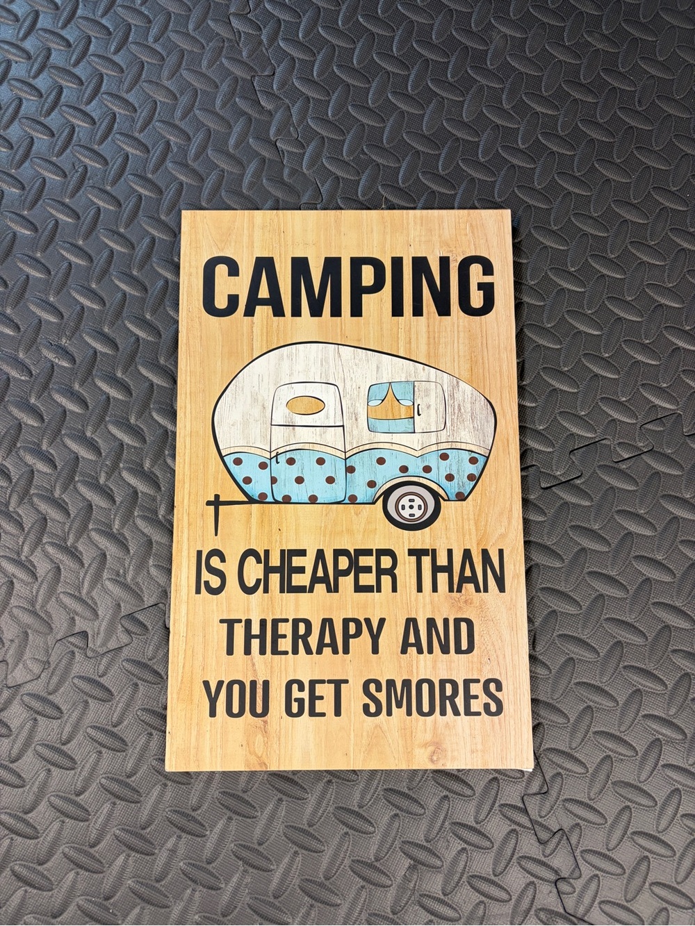 Wooden camping sign